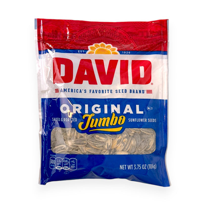 DAVID ORIGINAL SUNFLOWR SEEDS JUMBO 3.75OZ/12CT