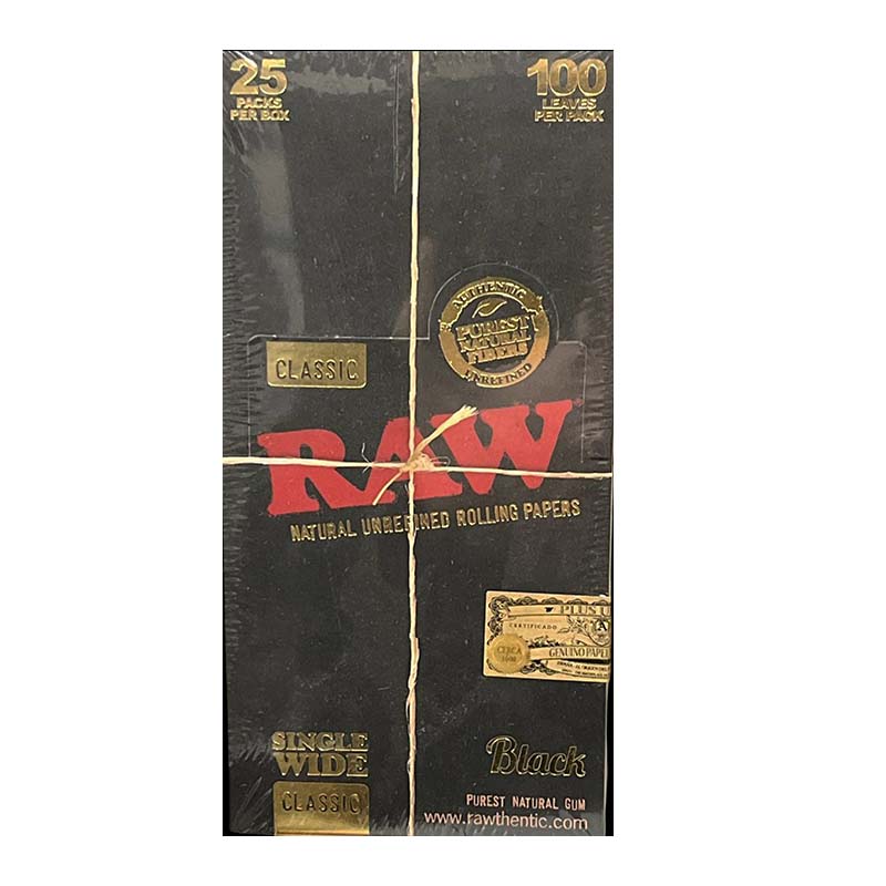 RAW PAPERS BLACK SINGLE WIDE 25CT