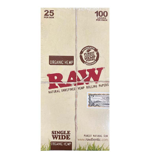RAW PAPERS SINGLE WIDE ORGANIC 25CT
