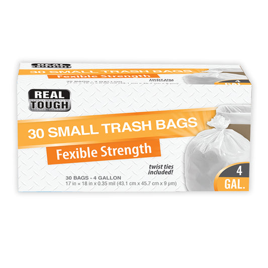 REAL TOUGH TWIST TIE TRASH BAGS 4GL/30CT