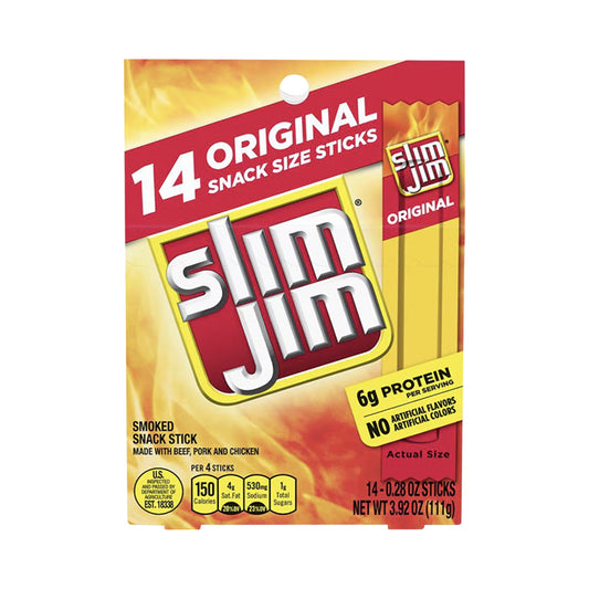 SLIM JIM SMOKED SNACK STICK 0.28OZ/14CT