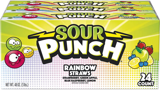 SOUR PUNCH RAINBOW STRAWS 24CT