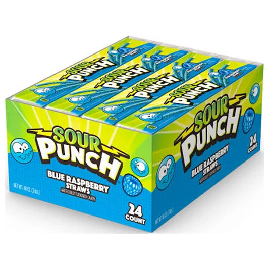 SOUR PUNCH BLUE RASPBERRY STRAWS 24CT