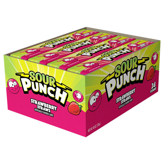 SOUR PUNCH STRAWBERRY STRAWS 24CT