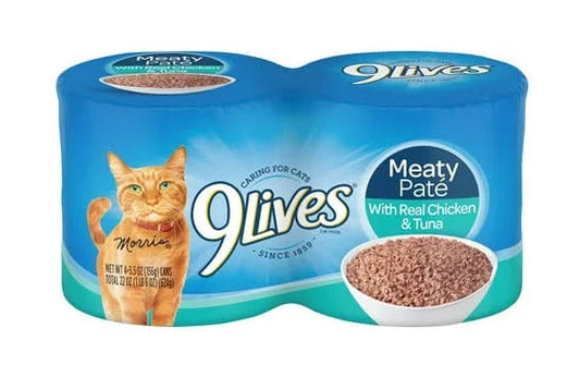 9LIVES MEATY PATE' CHICKEN & TUNA 4CT