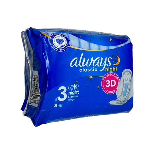 ALWAYS CLASSIC NIGHT (BLUE) W/WINGS SIZE 8CT