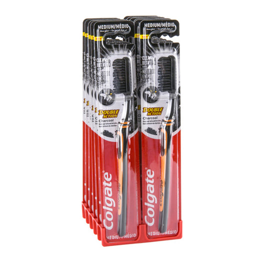 COLGATE TOOTHBRUSH DOUBLE ACTION CHARCOAL MEDIUM 12CT