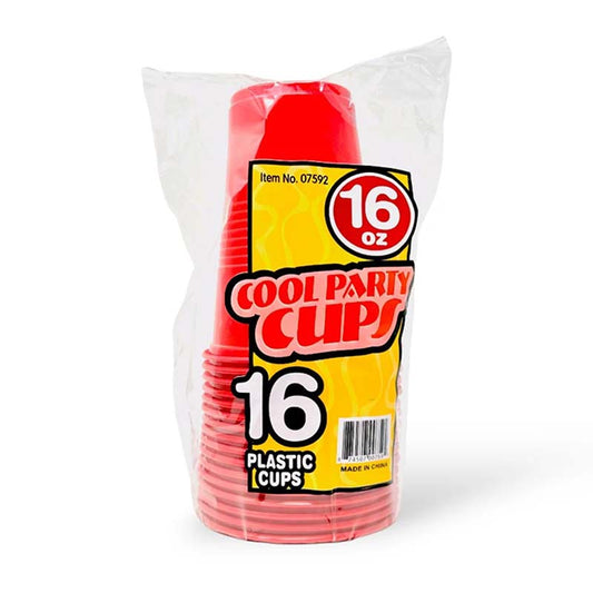 COOL PARTY CUPS PLAS RED 16OZ