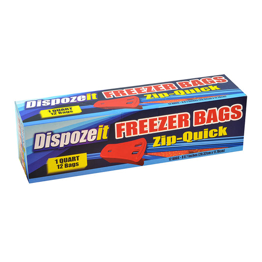 DISPOZEIT FREEZER BAGS ZIP-QUICK 1QT/12