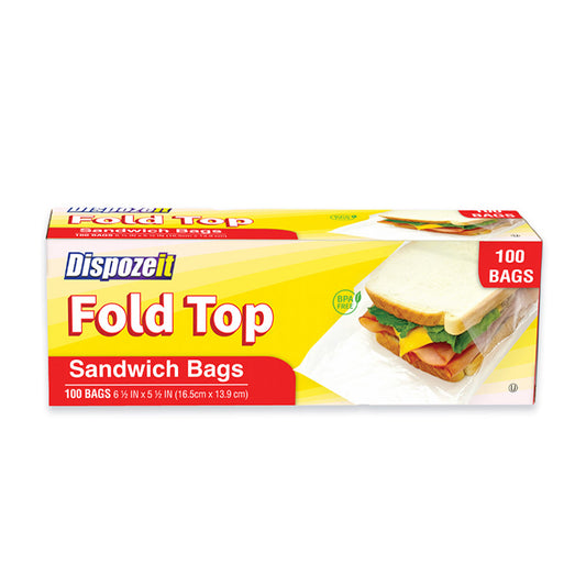 DISPOZEIT SANDWHICH BAGS FOLD TOP 100CT