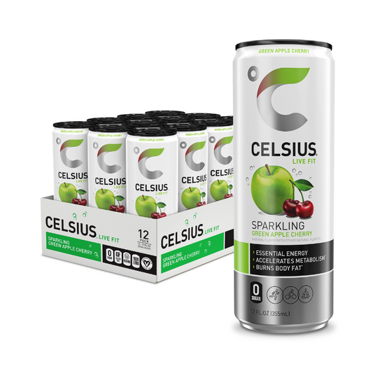 CELSIUS GRN APPLE CHRY 12OZ/12CT