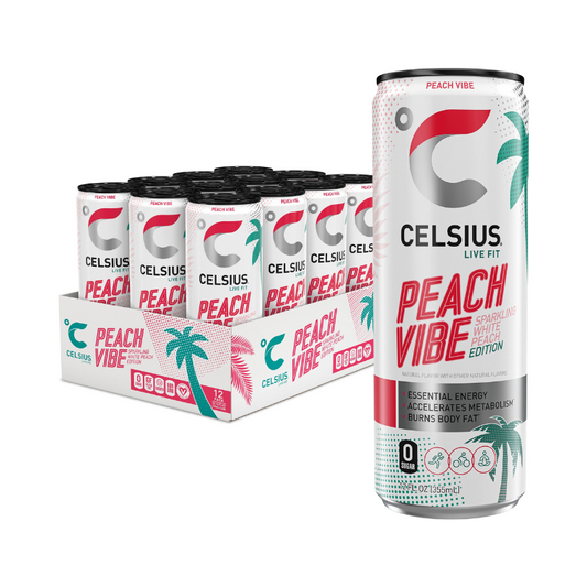 CELSIUS PEACH VIBE 12OZ/12CT