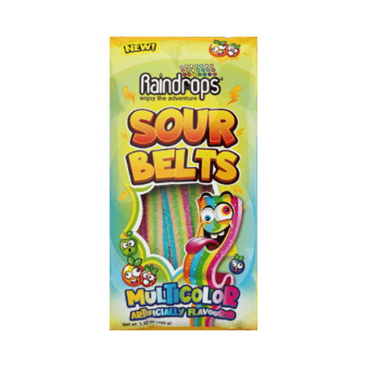 RAINDROPS SOUR BELTS RAINBOW 12CT