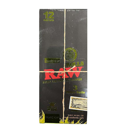 RAW 3M ROLLS BLACK ORGANIC KING SIZE WIDE 12CT