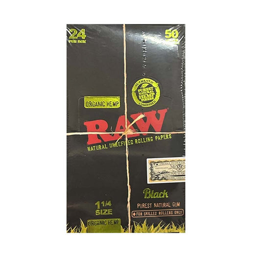 RAW PAPERS BLACK ORGANIC 1 1/4 24CT