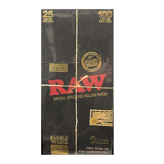 RAW PAPERS BLACK SINGLE WIDE 25CT