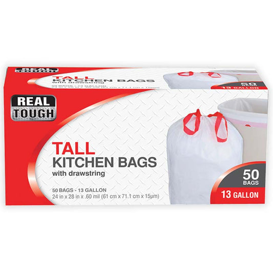 REAL TOUGH KITCHEN TRASH BAGS 13GL 50CT