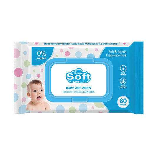 SIMPLY SOFT BABY WIPES BLUE - 80CT