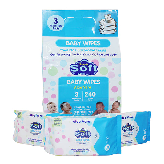 SIMPLY SOFT BABY WIPE ALOE VERA 240CT
