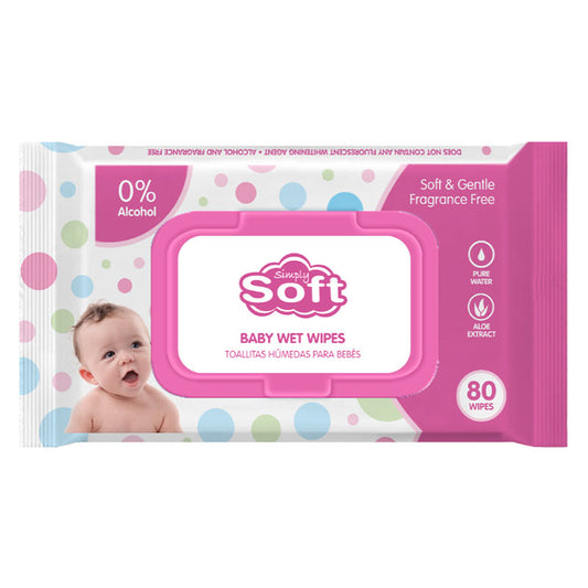 SIMPLY SOFT BABY WIPES - PINK 80CT