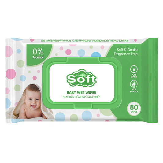 SIMPLY SOFT BABY WIPES GREEN - 80CT