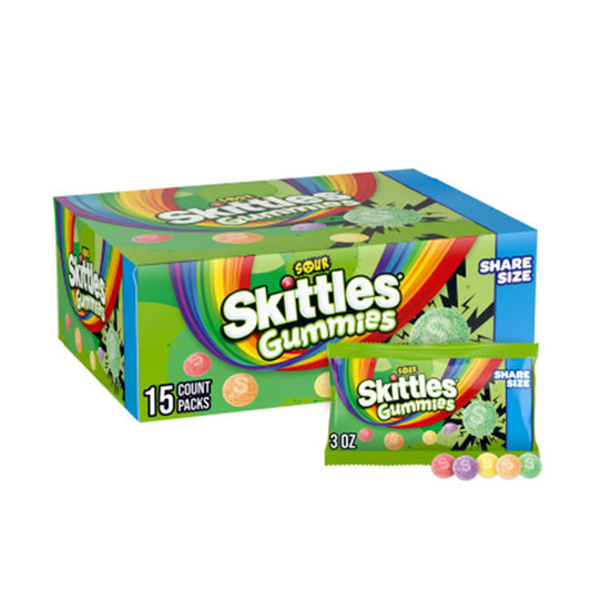 SKITTLES GUMMIES SOUR KING SIZE 15CT