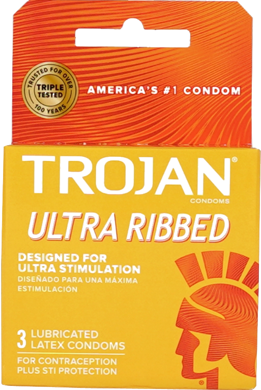 TROJAN  BROWN ULTRA RIBBED 6CT