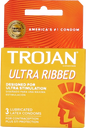 TROJAN  BROWN ULTRA RIBBED 6CT