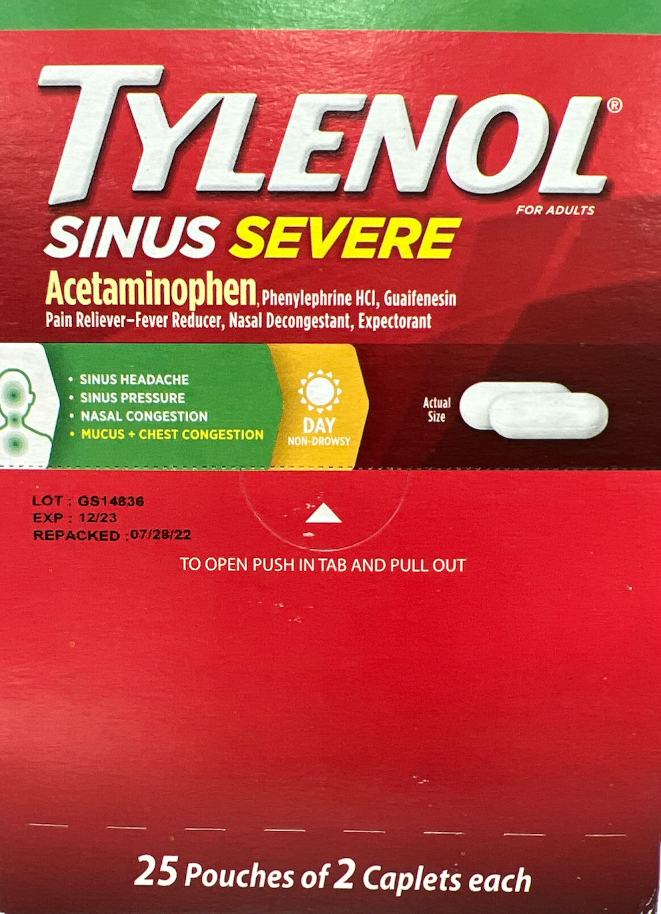 TYLENOL SINUS SEVERE 25/2CT