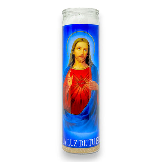 VEL-MEX TALL CANDLE SAGRADO CORAZON-WHITE 1CT